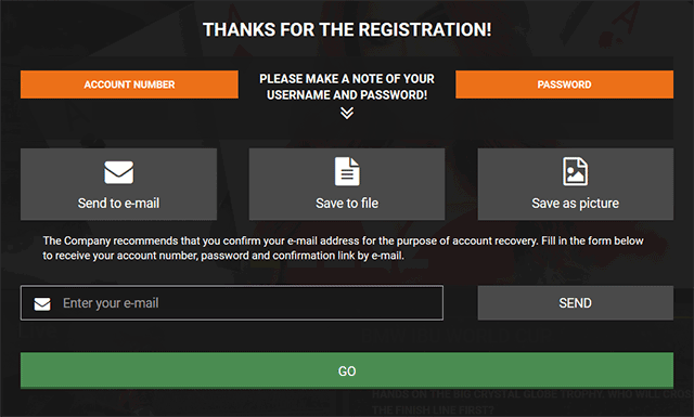 Registration by phone with 1xBit